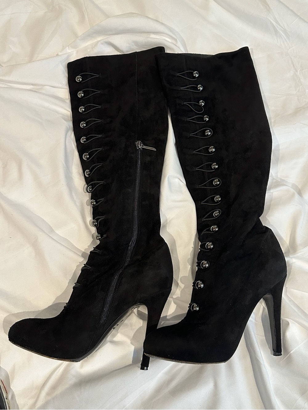 Vero Cuoio Black Over-the-Knee Lace-Up Stiletto Boots